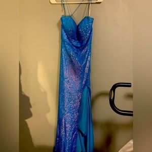 A prom dress that has only been worn once and has a high thigh slit!